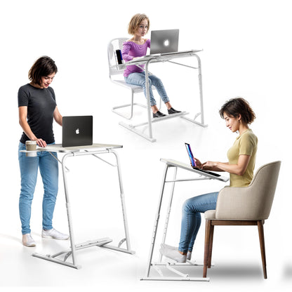 FoldWise Upgraded Folding TV Tray Table - Extra Large & Sturdy Laptop Table for Couch, Height & Angle Adjustable Desk for Dinner, Work & TV - Includes Footrest, Cup Holder, iPad Holder & Edge Stopper