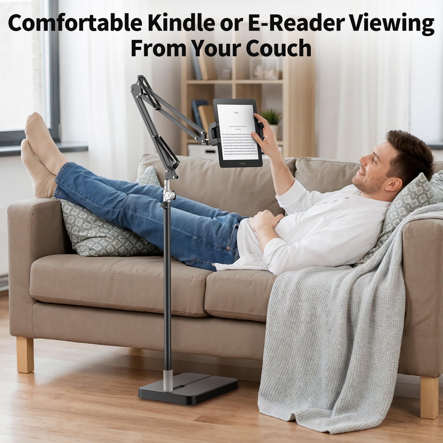 FoldWise Foldable iPad & Tablet Floor Stand — 360° Rotating, Height & Angle Adjustable | Sturdy 11lb Weighted Base | Compatible with iPad Pro, Kindle, Switch & All Tablets