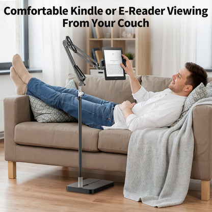 FoldWise Foldable iPad & Tablet Floor Stand — 360° Rotating, Height & Angle Adjustable | Sturdy 11lb Weighted Base | Compatible with iPad Pro, Kindle, Switch & All Tablets