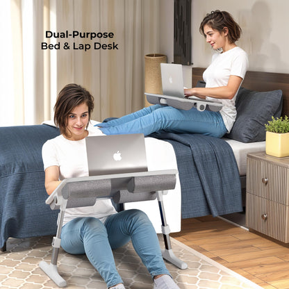 FoldWise 2-in-1 Bed Table & Lap Desk - Soft Cushions, Adjustable Height & Angle, Foldable with Wrist Rest, Tablet Holder, Edge Stopper & Laptop Table Non-Slip Leather, Ideal for Bed Desk, Sofa & Chair
