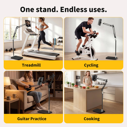 FoldWise Foldable iPad & Tablet Floor Stand — 360° Rotating, Height & Angle Adjustable | Sturdy 11lb Weighted Base | Compatible with iPad Pro, Kindle, Switch & All Tablets