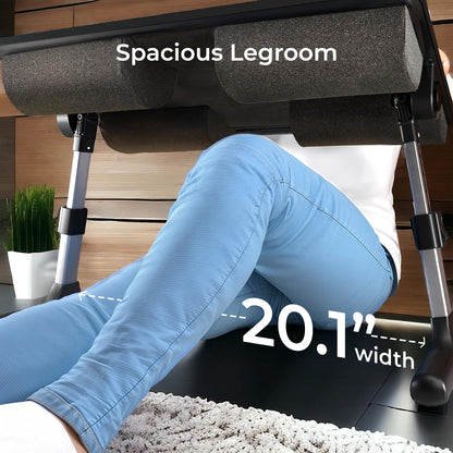 FoldWise 2-in-1 Bed Table & Lap Desk - Soft Cushions, Adjustable Height & Angle, Foldable with Wrist Rest, Tablet Holder, Edge Stopper & Laptop Table Non-Slip Leather, Ideal for Bed Desk, Sofa & Chair - Black