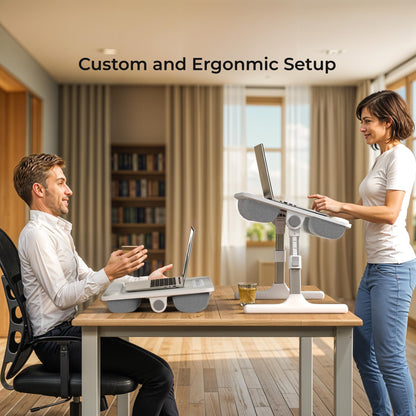 FoldWise 2-in-1 Bed Table & Lap Desk - Soft Cushions, Adjustable Height & Angle, Foldable with Wrist Rest, Tablet Holder, Edge Stopper & Laptop Table Non-Slip Leather, Ideal for Bed Desk, Sofa & Chair