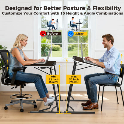 FoldWise Upgraded Folding TV Tray Table - Extra Large & Sturdy Laptop Table for Couch, Height & Angle Adjustable Desk for Dinner, Work & TV - Includes Footrest, Cup Holder, iPad Holder & Edge Stopper