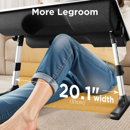 FoldWise 2-in-1 Bed Table & Lap Desk - Soft Cushions, Adjustable Height & Angle, Foldable with Wrist Rest, Tablet Holder, Edge Stopper & Laptop Table Non-Slip Leather, Ideal for Bed Desk, Sofa & Chair - Black