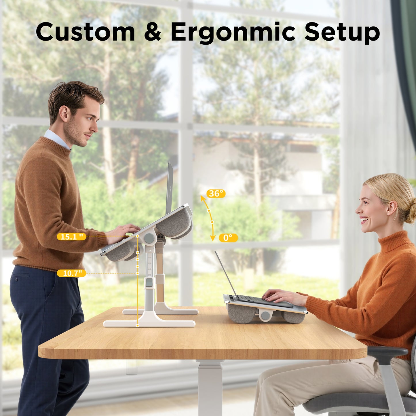 FoldWise 2-in-1 Bed Table & Lap Desk - Soft Cushions, Adjustable Height & Angle, Foldable with Wrist Rest, Tablet Holder, Edge Stopper & Laptop Table Non-Slip Leather, Ideal for Bed Desk, Sofa & Chair