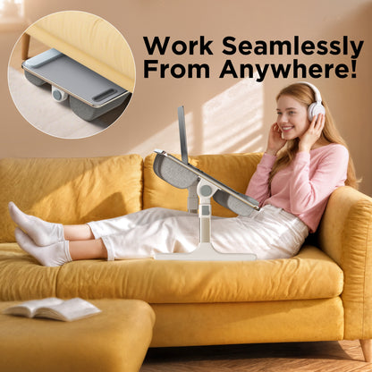 FoldWise 2-in-1 Bed Table & Lap Desk - Soft Cushions, Adjustable Height & Angle, Foldable with Wrist Rest, Tablet Holder, Edge Stopper & Laptop Table Non-Slip Leather, Ideal for Bed Desk, Sofa & Chair