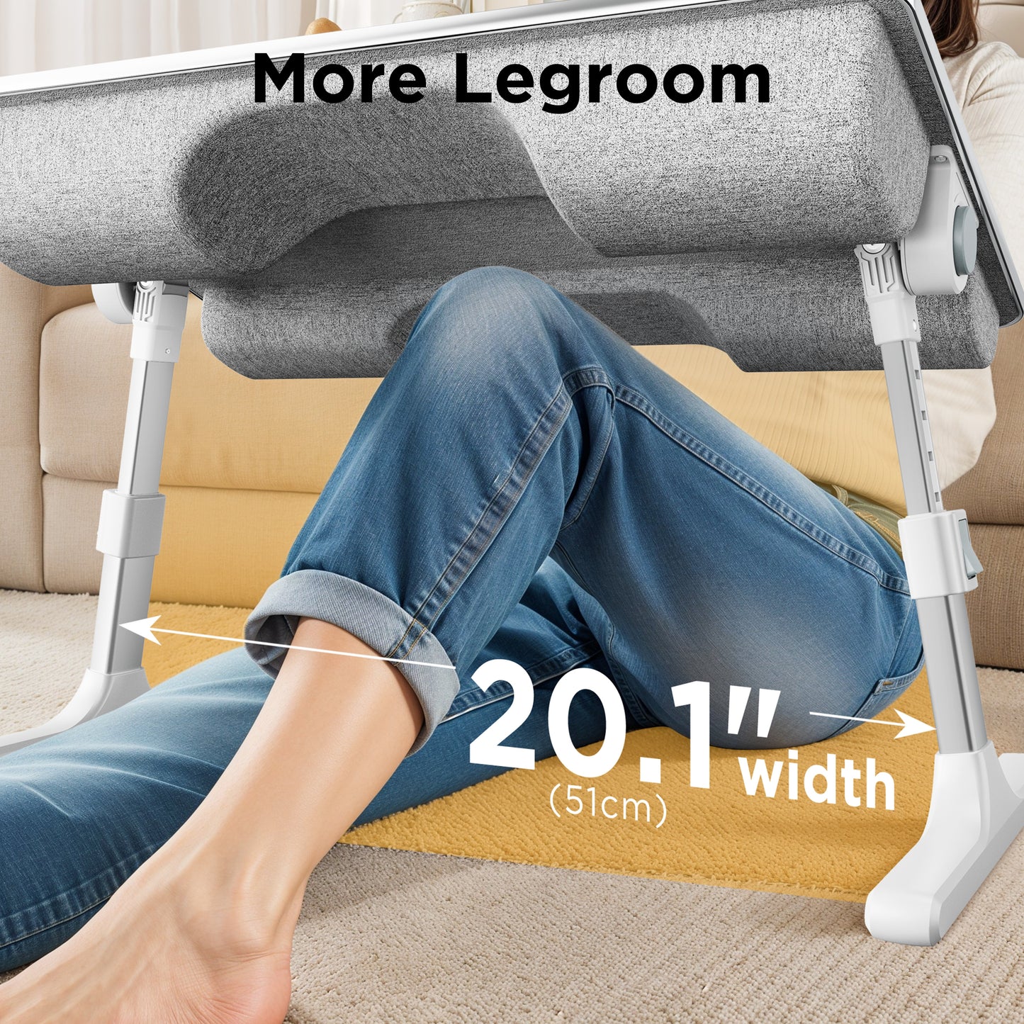 FoldWise 2-in-1 Bed Table & Lap Desk - Soft Cushions, Adjustable Height & Angle, Foldable with Wrist Rest, Tablet Holder, Edge Stopper & Laptop Table Non-Slip Leather, Ideal for Bed Desk, Sofa & Chair