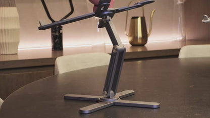 FoldWise X Premium Laptop Stand for Desk - 100% Aluminum, Portable & 360° Rotating - Adjustable Height & Angles Laptop Riser - Sturdy & Foldable MacBook Stand Compatible with All 11-18” Devices Black