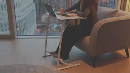 FoldWise Upgraded Folding TV Tray Table - Extra Large & Sturdy Laptop Table for Couch, Height & Angle Adjustable Desk for Dinner, Work & TV - Includes Footrest, Cup Holder, iPad Holder & Edge Stopper